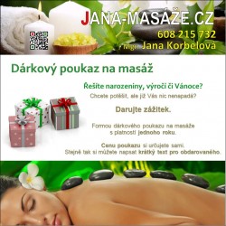 Dárkový poukaz na masérské služby JANA-MASAZE.CZ České Budějovice